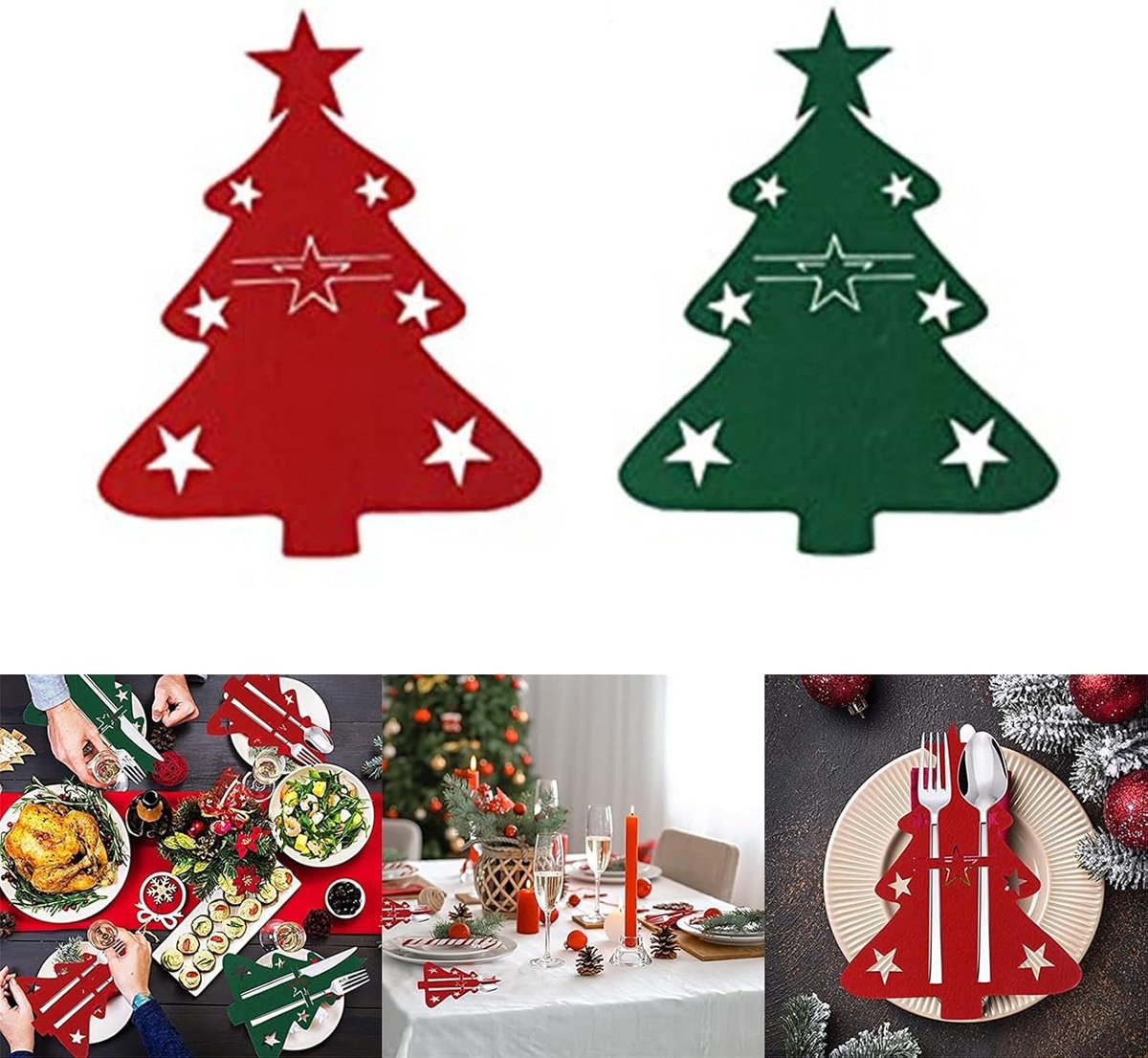 Placemats - Set of 48 - Christmas placemats - heat-resistant and waterproof - suitable for Christmas parties and table decorations (Red) - Image 4
