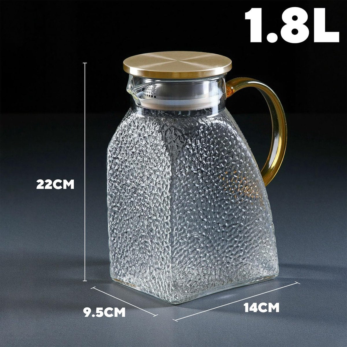 Water Juice - Fridge Door Juice - 1.8L Glass Juice - with Stainless Steel Lid - Juice Juice - For Hot and Cold Drinks - For Homemade Drinks - Juice - Ice - Tea - Coffee - Milk - Wine and Beverages - Image 5
