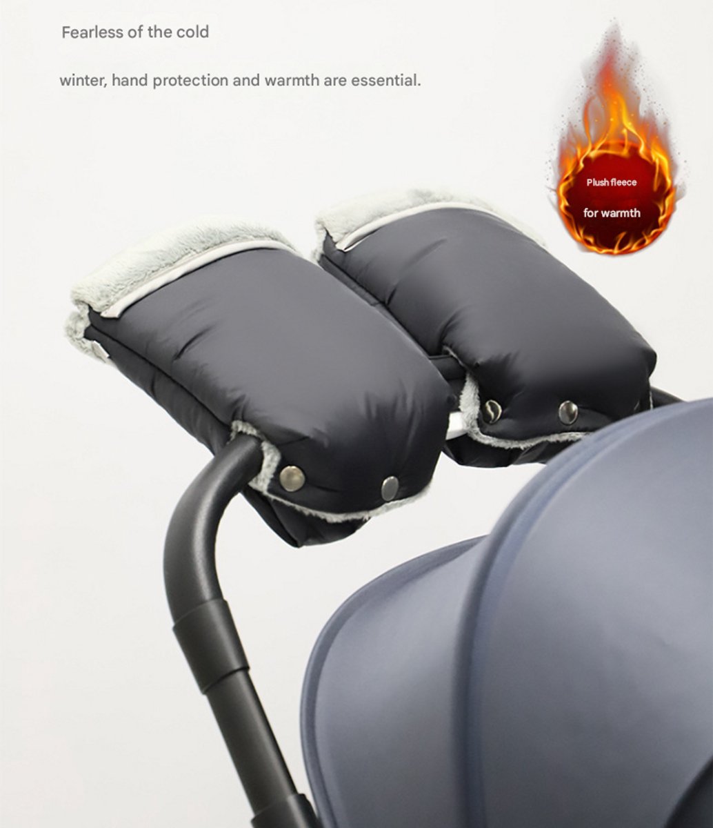 Warm gloves for strollers - water-repellent gloves for winter and snowy days - cold-resistant gloves for strollers - windproof and thickened (black) - Image 3