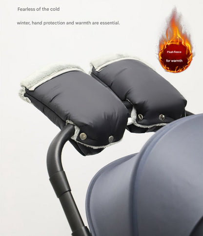 Warm gloves for strollers - water-repellent gloves for winter and snowy days - cold-resistant gloves for strollers - windproof and thickened (black) - Image 3