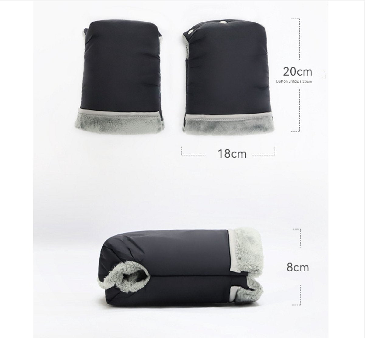 Warm gloves for strollers - water-repellent gloves for winter and snowy days - cold-resistant gloves for strollers - windproof and thickened (black) - Image 6