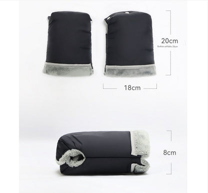 Warm gloves for strollers - water-repellent gloves for winter and snowy days - cold-resistant gloves for strollers - windproof and thickened (black) - Image 6