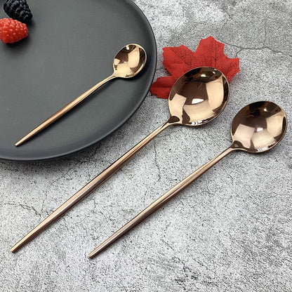Cutlery Set - Mirror-polished copper cutlery set (for 6 persons) - Shiny stainless steel cutlery set (36-piece) - Dinner knife, fork, spoon, dessert fork, salad spoon - Dishwasher safe - Image 3