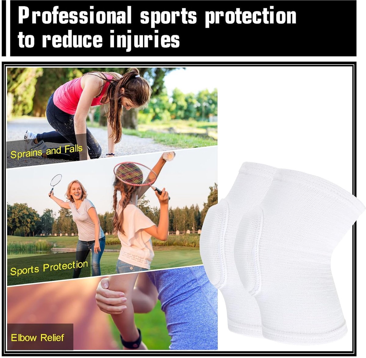 Elbow Pads - 1 Pair Arm Support Fitness Arm Knee Pads - Breathable Anti-Impact Sponge Elbow Pads - Suitable for Basketball, Football, Tandem Elbow Pads, Volleyball, White - Image 3