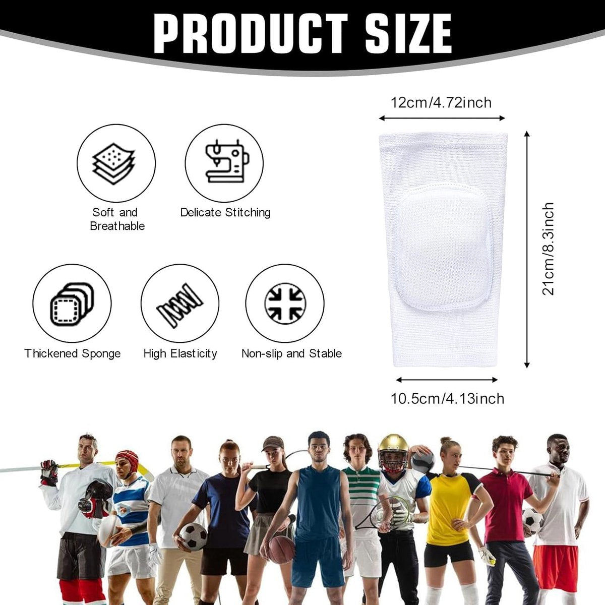 Elbow Pads - 1 Pair Arm Support Fitness Arm Knee Pads - Breathable Anti-Impact Sponge Elbow Pads - Suitable for Basketball, Football, Tandem Elbow Pads, Volleyball, White - Image 4