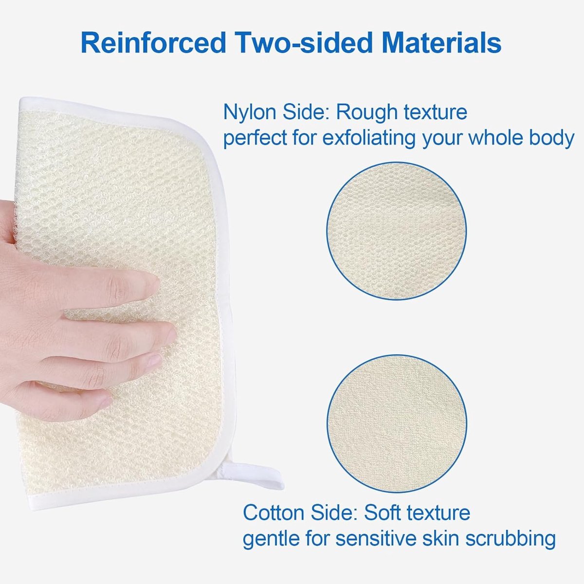 3-Piece - Exfoliating Towel - Exfoliating Towel for Body and Face - Bath Towel - Double-Sided Exfoliating Bath Towel - Facial Washcloth - Nylon - Scrub Towel - Image 4
