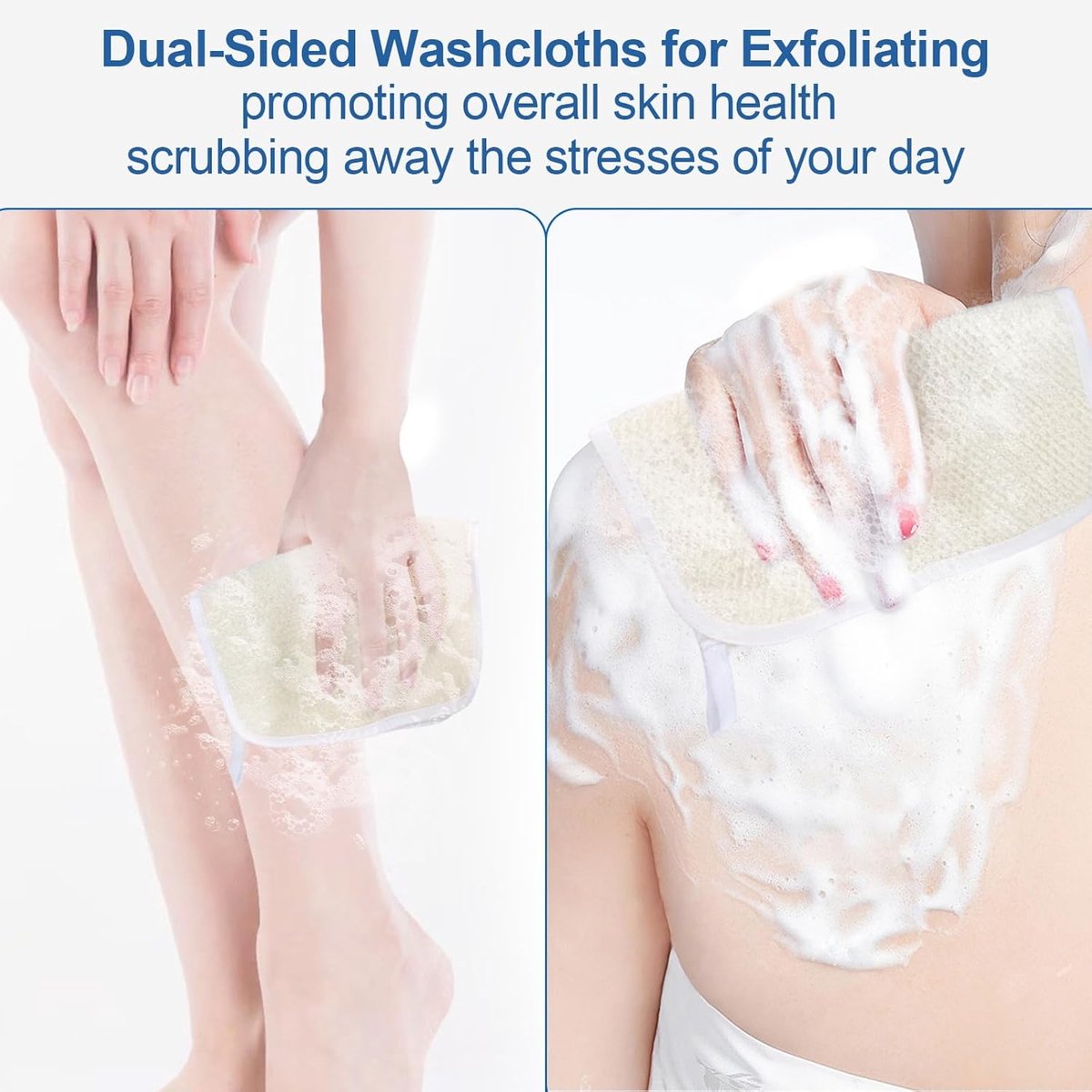 3-Piece - Exfoliating Towel - Exfoliating Towel for Body and Face - Bath Towel - Double-Sided Exfoliating Bath Towel - Facial Washcloth - Nylon - Scrub Towel - Image 5