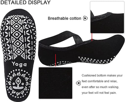 4 pairs of socks - yoga socks - non-slip socks - floor socks - yoga sports socks - one size fits all - suitable for ballet, dance, sports - red, blue, black, gray - Image 4