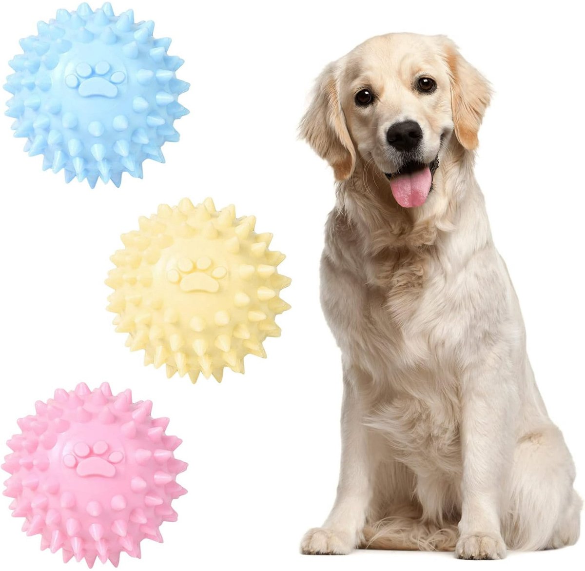 Dog Toy - TPR Spiky Ball, No Squeaker - Chew Toy - Long Lasting and Durable - Perfect for Dogs That Love to Chew - Puppy Training for Teething - Small Rubber Spike Toy - Image 2