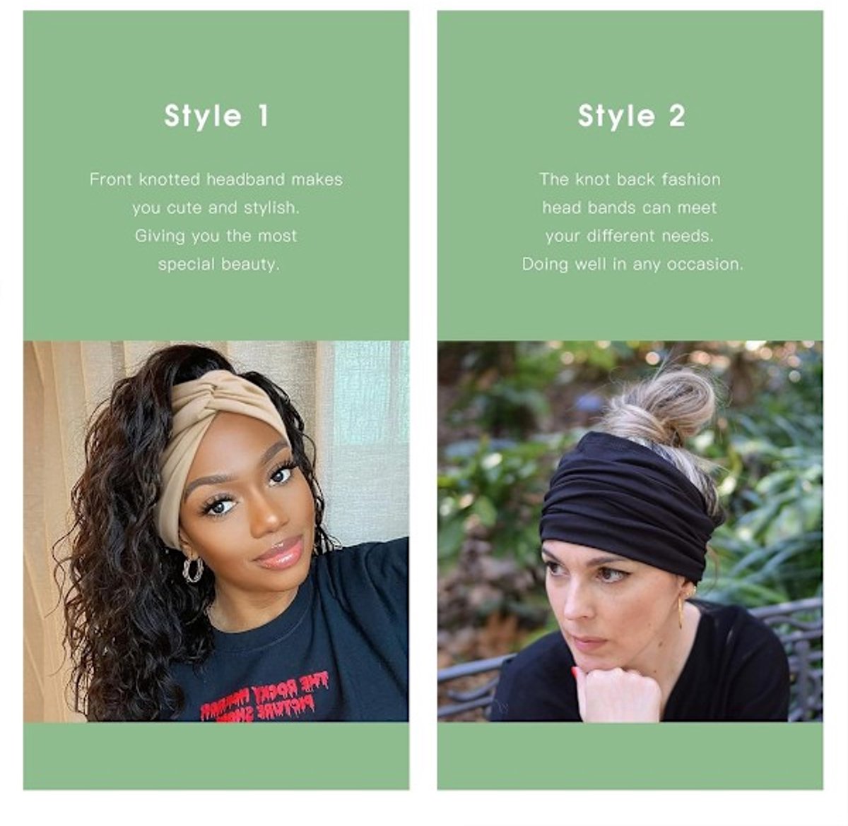 Wide Headbands for Women - Bohemian Style - 6-Pack - Oversized Turban Headbands - Scrunchies - Casual Wear - Sportswear - Cosmetics - Yoga Accessories - Image 3