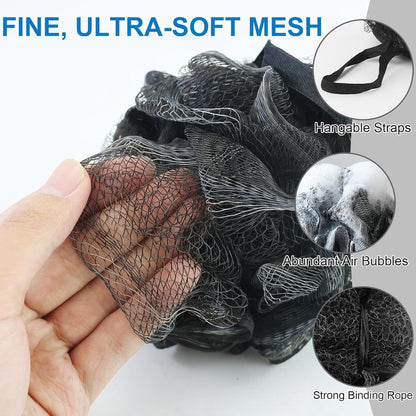 5-pack bath sponge - bath ball - exfoliating sponge - bath sponge - shower sponge - (black) - Image 2