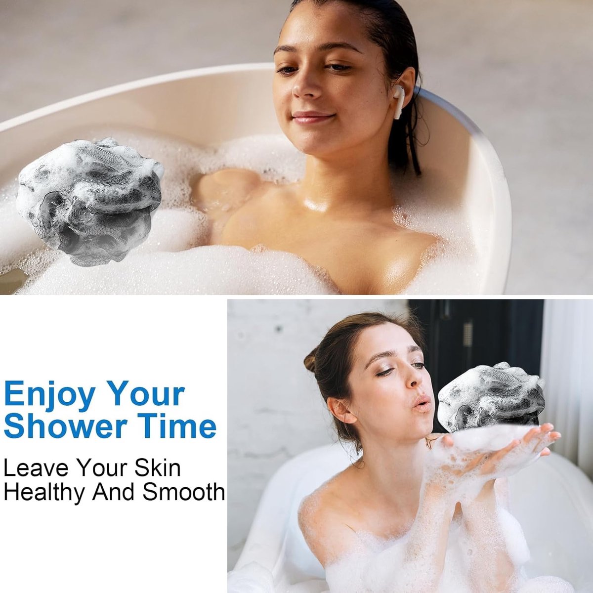 5-pack bath sponge - bath ball - exfoliating sponge - bath sponge - shower sponge - (black) - Image 7