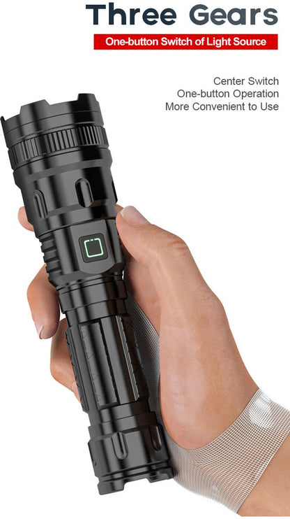 LED Flashlight - With Zoom Function & Waterproof - LED Flashlight - With Zoom Function & Waterproof - Battery-Powered Flashlight - USB Rechargeable - Long Battery Life - 3 Light Modes (Strong / Low / Flash)USB Rechargeable - Long Battery Life - 3 Light Mo - Image 2