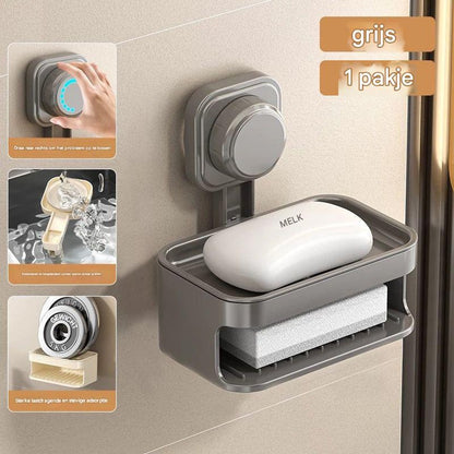 Soapbox - suction cup household high-end drain soap rack - soapbox - bathroom - toilet - wall-mounted - double-layer anti-collision soapbox - Image 4