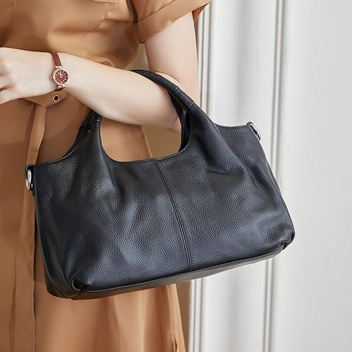 Women's Shoulder Bag - Vintage Handbag - Vintage Handbag with Multiple Compartments - Everyday | Travel Bag - Versatile - Large Capacity - Commuter Bag - Tote Bag - Shoulder/Crossbody Bag - Black - Image 4