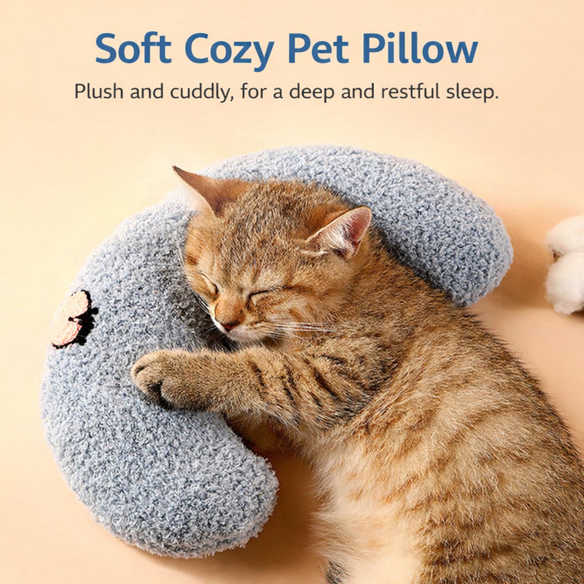 Pet Cushion - Soft Plush Pet Cushion - Cute Patterned Pet Mat - Comfortable Neck Support - Suitable for Cats and Dogs - Yellow - Image 3