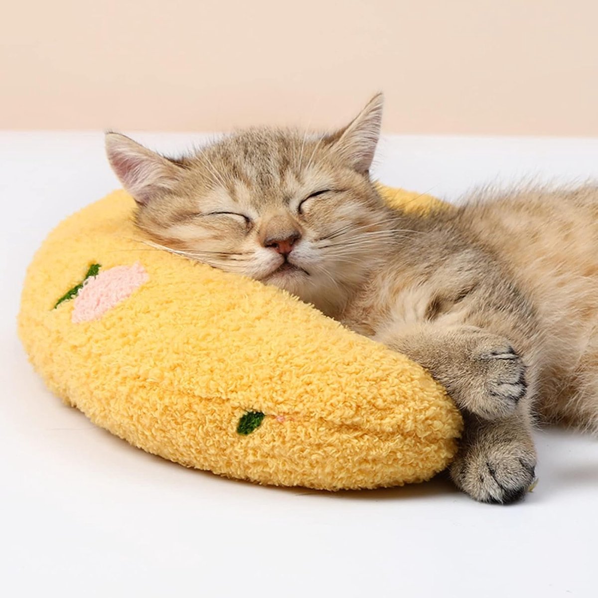 Pet Cushion - Soft Plush Pet Cushion - Cute Patterned Pet Mat - Comfortable Neck Support - Suitable for Cats and Dogs - Yellow - Image 5