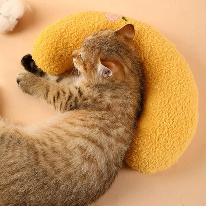 Pet Cushion - Soft Plush Pet Cushion - Cute Patterned Pet Mat - Comfortable Neck Support - Suitable for Cats and Dogs - Yellow - Image 6