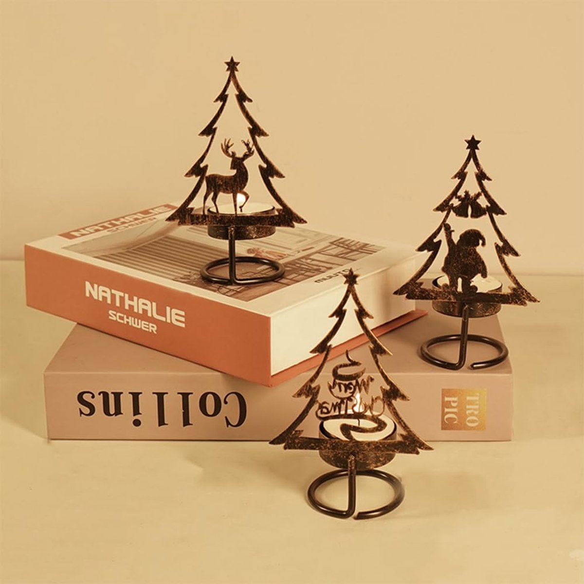 Candle Holder - Metal Candle Holder - Set of 3 - Candle Holder - Suitable for Christmas, Valentine's Day, Mother's Day, Weddings, Holidays and Home Accessories - Image 3