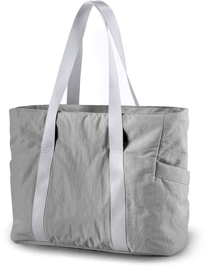 Women's Bags - Women's Shopper with Zipper - Large Shoulder Bags / Women's Tote Bags - Shoulder Bags - Laptop Bags - Women's Bags - Handbags - Shopper - Weekend Bags - Shopping Bags - Beach Bags - Yoga / Fitness / Travel - Gray