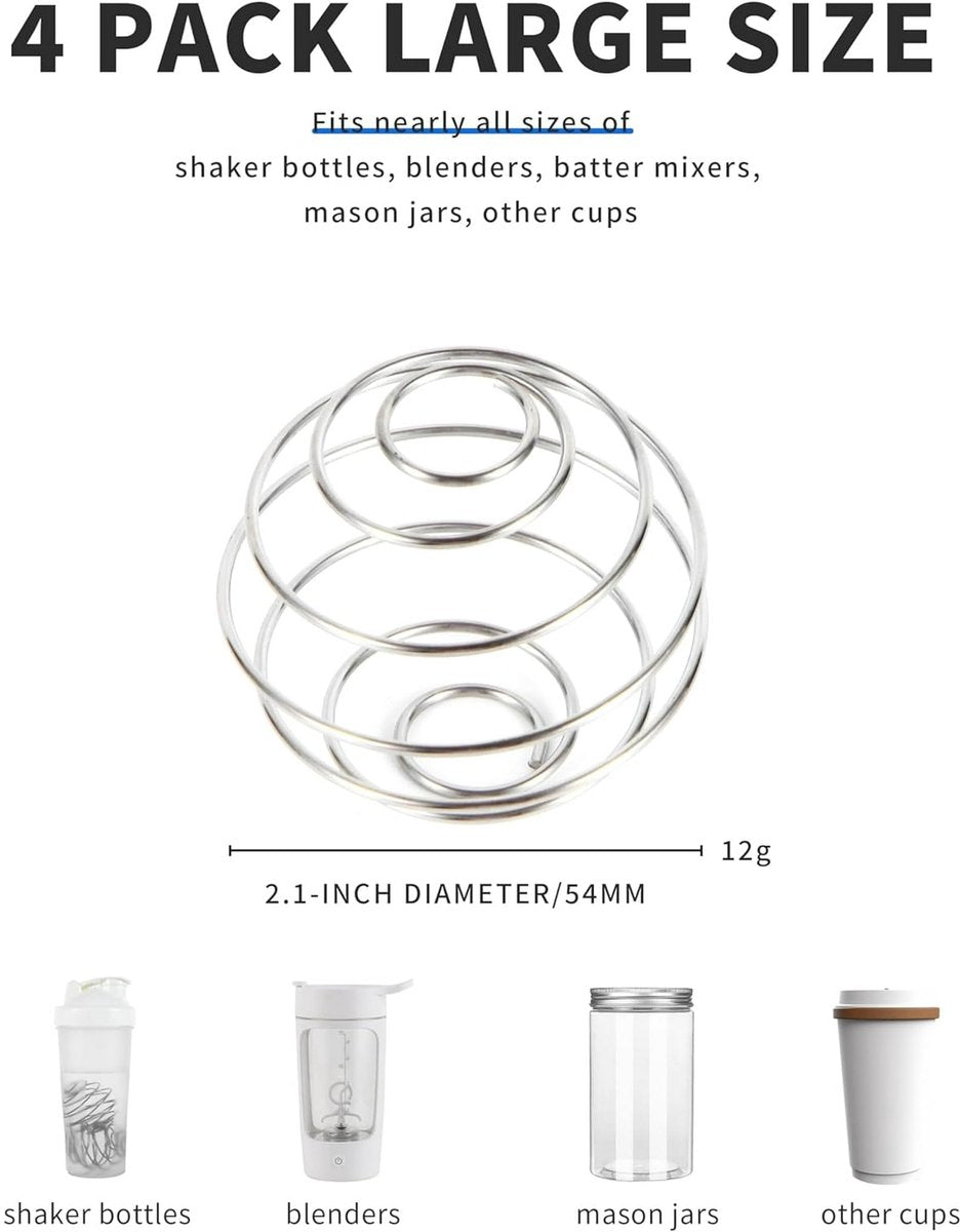 Large Smoothie Balls - Perfect for Protein Shakes, Milkshakes, and Salad Dressings - 304 Stainless Steel Smoothie Balls - Replacement Blender Balls - Pack of 4, 2.1 Inches - Image 3