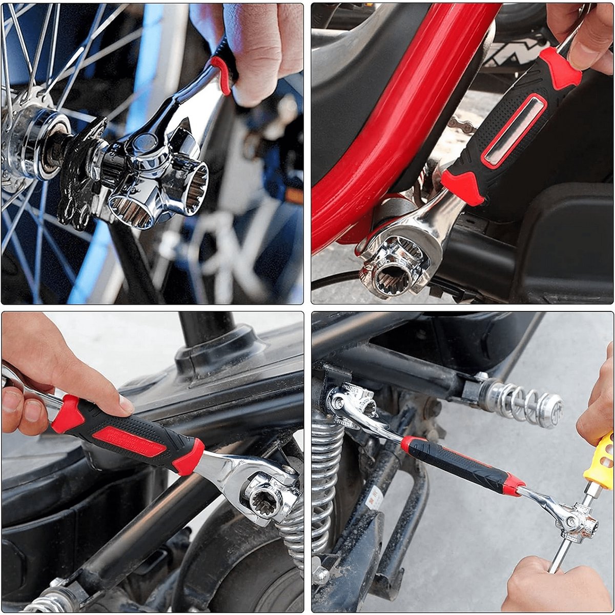 52-in-1 Socket Wrench - Adjustable Wrench - Universal Stainless Steel Wrench - Multifunctional Wrench - With 360 Degree Rotating Head - Suitable for Home, Bicycle and Car Repairs - Image 4