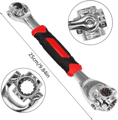 52-in-1 Socket Wrench - Adjustable Wrench - Universal Stainless Steel Wrench - Multifunctional Wrench - With 360 Degree Rotating Head - Suitable for Home, Bicycle and Car Repairs - Image 7