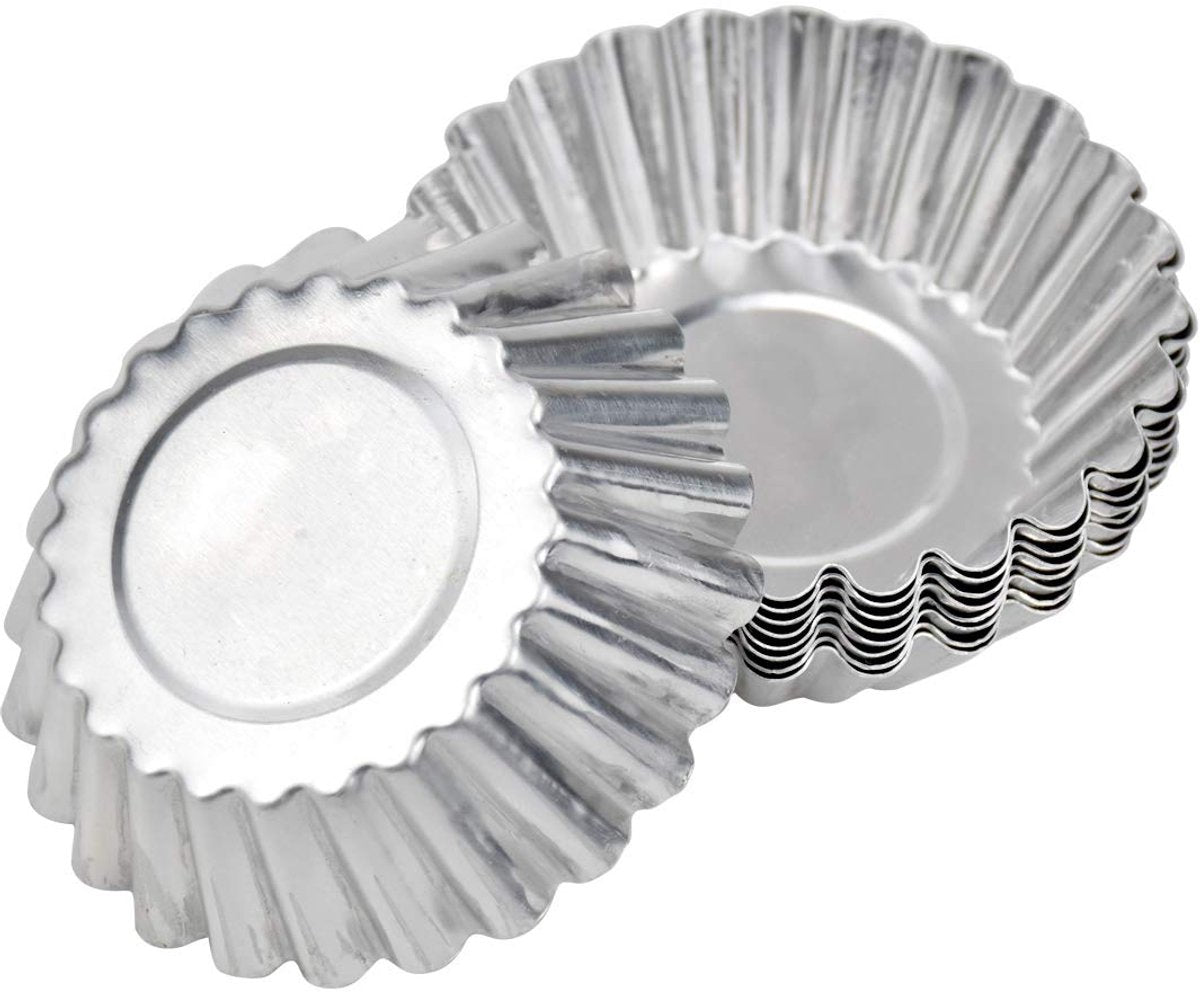 30-Piece Egg Pie Molds - Steel Baking Molds - Muffin Molds - Cupcake Molds - Pudding Molds - Desserts - Ice Cream - Non-Stick and Reusable - Silver - Image 2