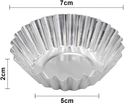 30-Piece Egg Pie Molds - Steel Baking Molds - Muffin Molds - Cupcake Molds - Pudding Molds - Desserts - Ice Cream - Non-Stick and Reusable - Silver - Image 3