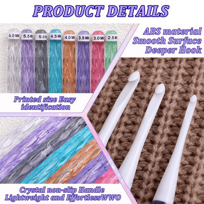 8-piece crochet hook set - crochet hook set with straight shaft - non-slip crochet hook grip - ergonomic knitting needles - Image 3