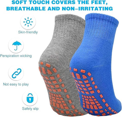 Non-slip socks (2 pairs) - Yoga socks - Non-slip yoga socks for women - Non-slip sports socks for adults - 100% cotton - Sports - Yoga - Pilates - Gymnastics - Trampoline socks - Blue - Gray - Sizes 36-43 - Image 7