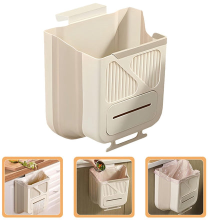 Waste Bin - Hanging Waste Bin - Foldable Waste Bin - Capacity: 7 Liters - Space-Saving Design - Suitable for Kitchens, Cabinet Doors, Bathrooms, Campers, Cars and Camping (White) - Image 4