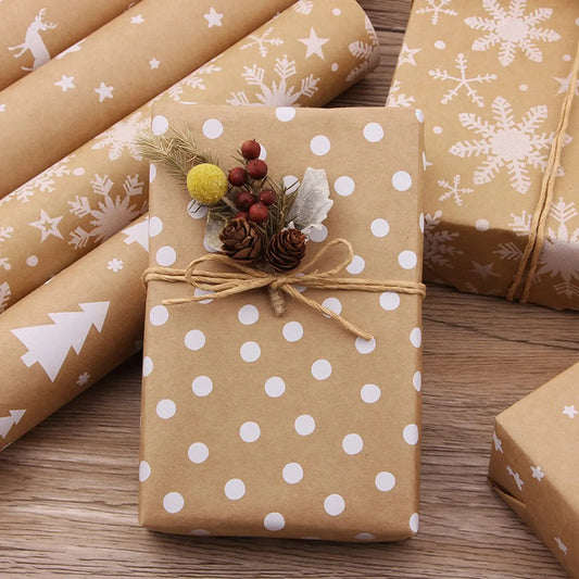 Gift Wrapping Paper - Wrapping Paper - 5 Rolls - Gift Wrapping Paper - DIY Gifts - Eco-Friendly Materials - Wrapping Paper with Christmas Tree and Snowflake Pattern - 0.43*3 Meter - Image 2