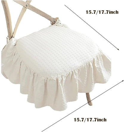 Ruffle Solid Chair Cushion - Firm Farmhouse Chair Cushion with Ruffles - Removable Seat Cushion with Locking Option for Wooden Dining Chairs (Dark Gray, 17.7*17.7 Inches) - Image 4