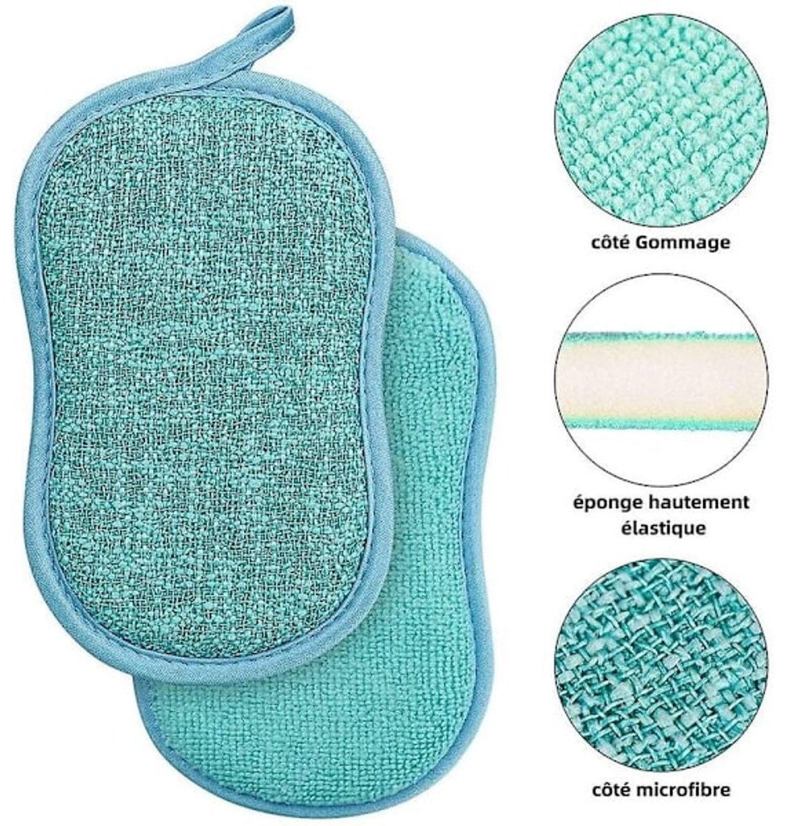 4-pack - Reusable - Microfiber - Antibacterial - Dishwashing sponge - Scouring pad - Non-stick coating for pots and pans with double layer - Image 2