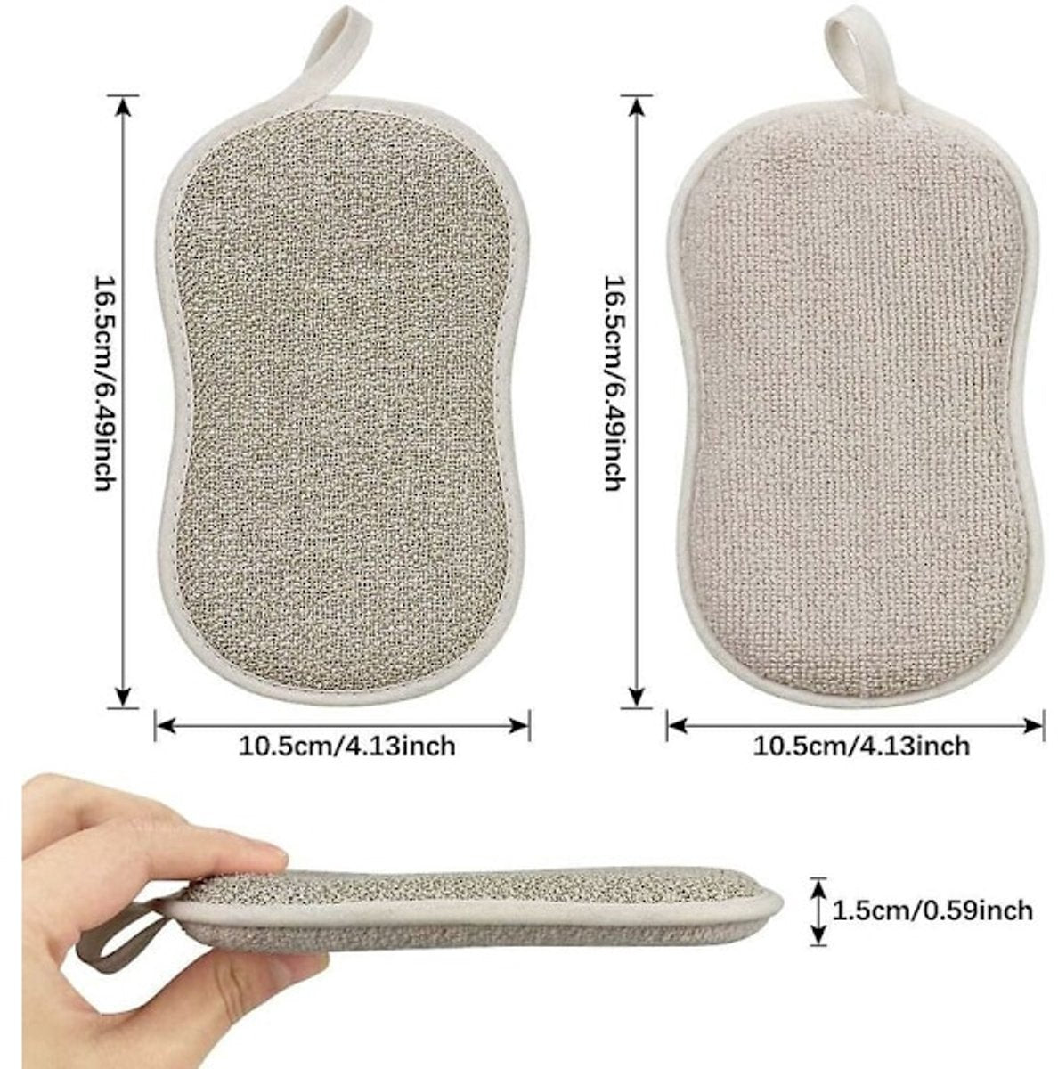 4-pack - Reusable - Microfiber - Antibacterial - Dishwashing sponge - Scouring pad - Non-stick coating for pots and pans with double layer - Image 3
