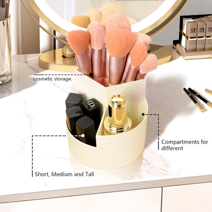 Desktop Rotating Pencil Holder - 3-Compartment Rotating Pencil Holder - Pencil Organizer - 360 Degree Rotating Office Supplies Organizer - for Pencils, Crayons & Office Supplies (White) - Image 7