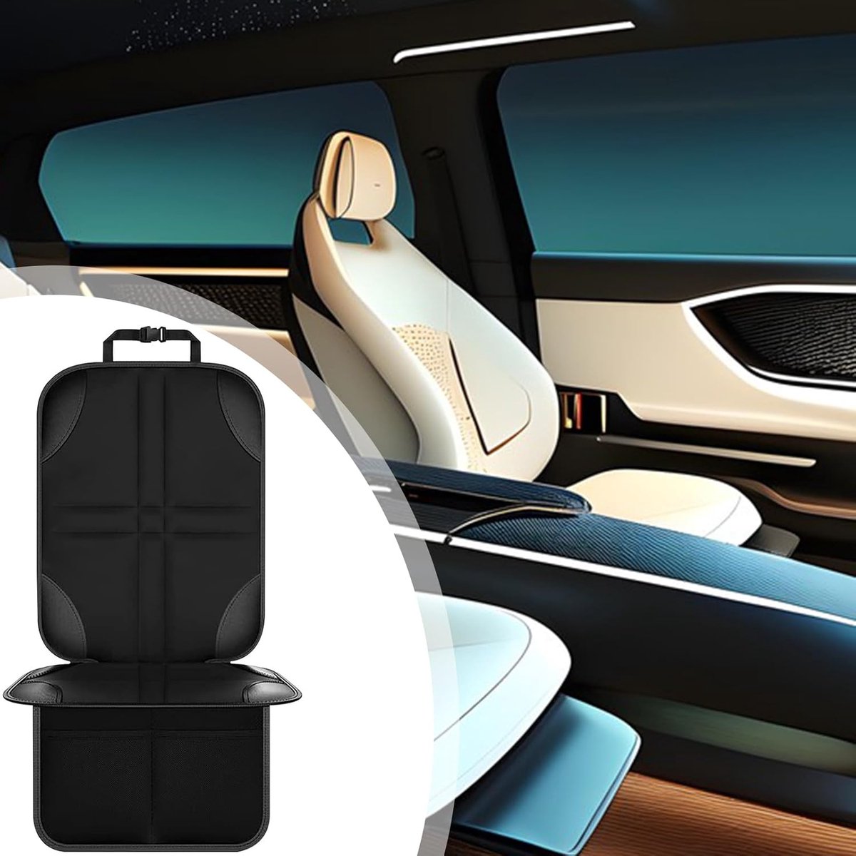 1 Car Seat Protector - Child Car Seat Cover - Car Interior Mat - Non-Slip Mat - Waterproof and Scratch-Resistant - Black - Image 3