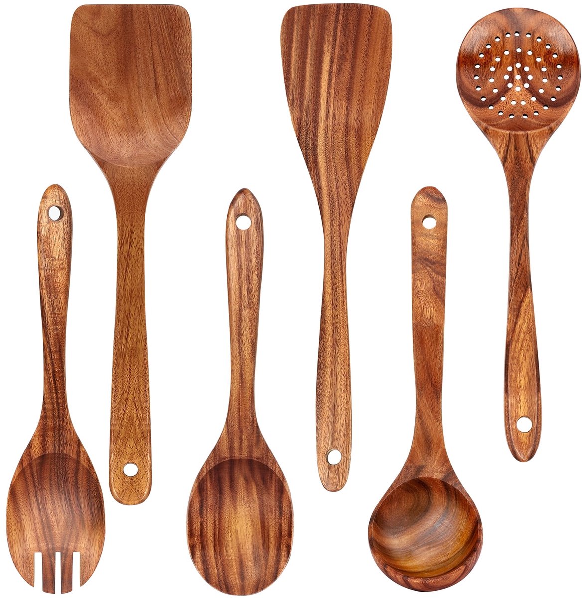 cookware set - 6-piece - Wooden kitchen utensils - Spoon and spatula set - lightweight non-stick cookware - Image 2