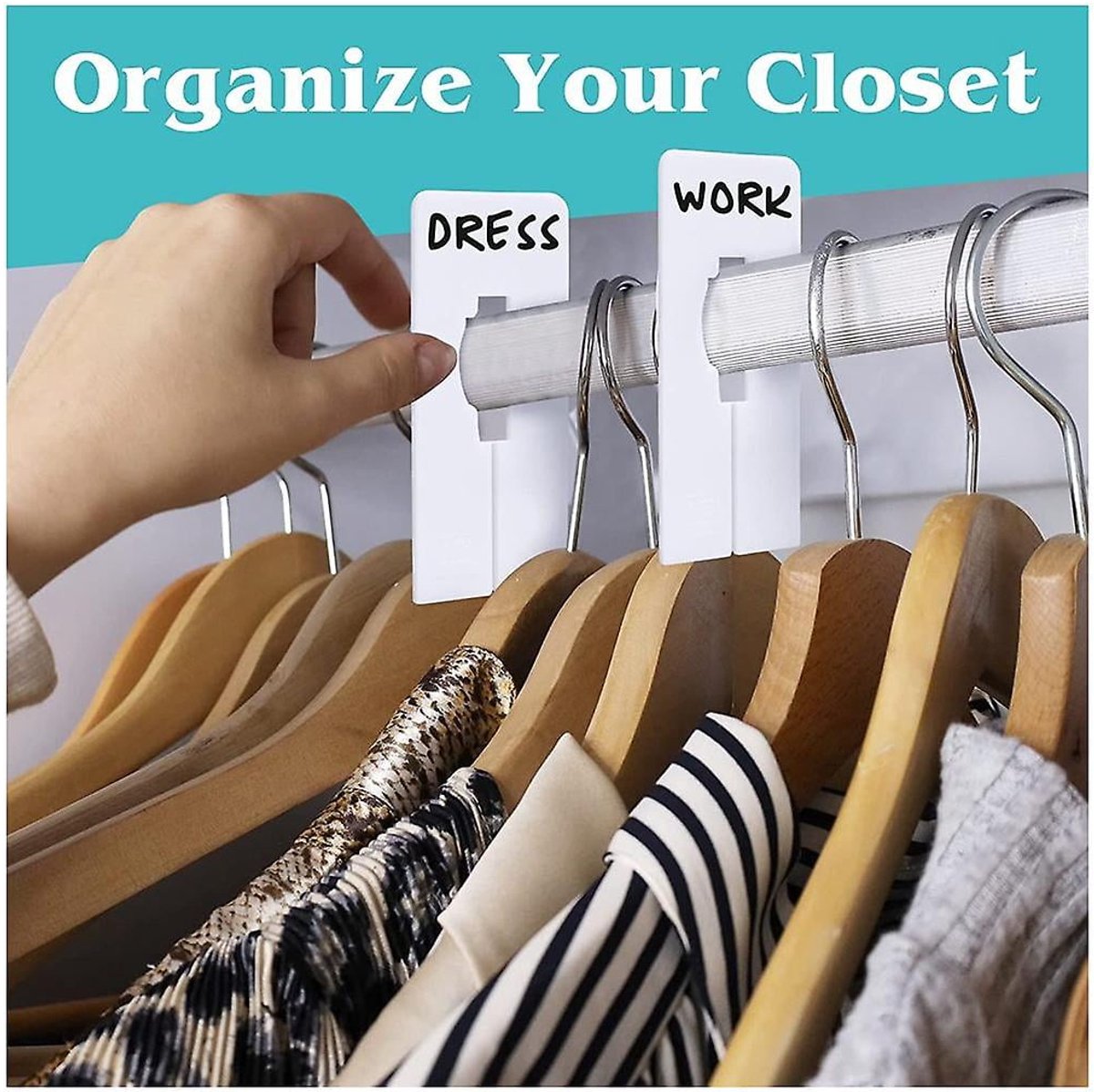 Wardrobe dividers - for hanging clothes - rectangular clothes dividers on racks - white wardrobe 40 pieces - Image 3