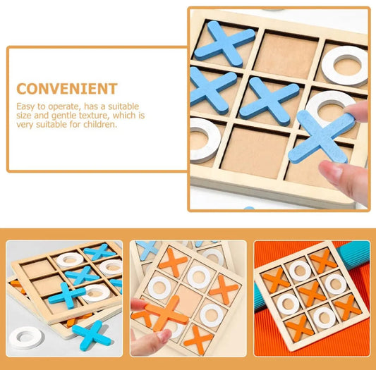 2 Sets Mini XO Chess Board Game Family Kids Puzzle Game Educational Toys - Wooden Board Game Table Toys - for Children Kids Day Birthday Party - Image 5