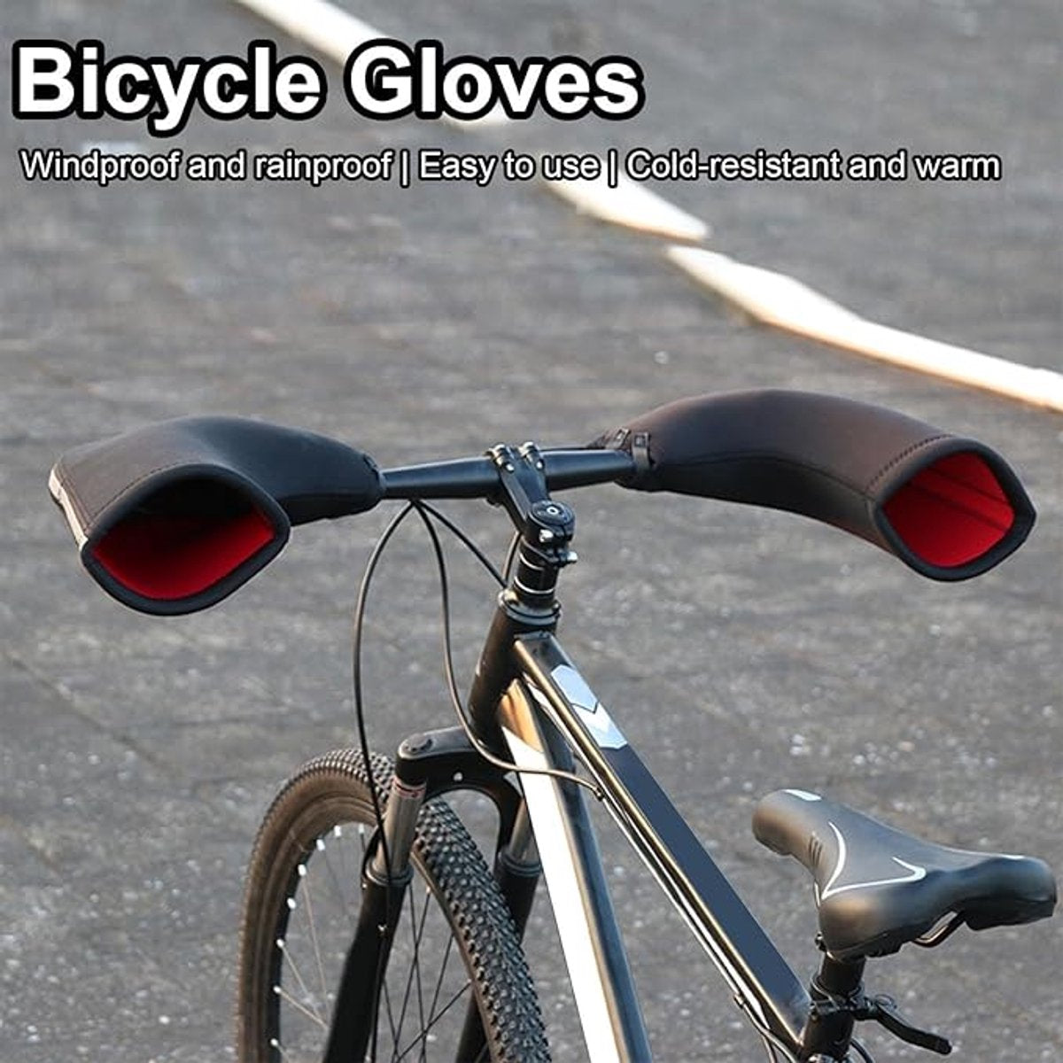 Cycling Gloves - 1 Pair - Extra Padded Cycling Gloves - Warm Gloves - Cycling Gloves - Scooter Gloves - Hand Warmers - Cycling Accessories - With Reflective Strips - Winter - Windproof - Waterproof - Black - Image 3