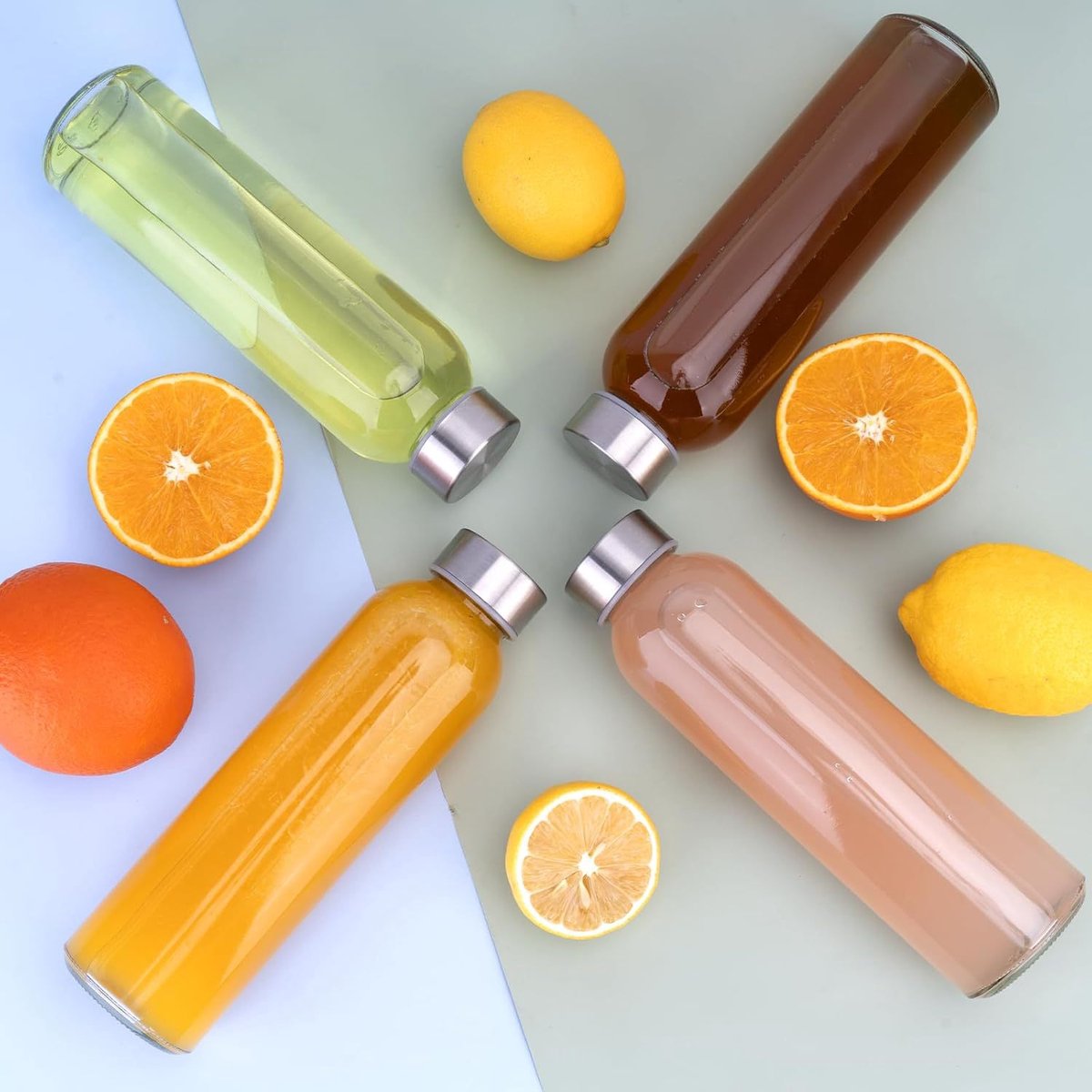 Glass Bottles - Set of 6 - 16oz Glass Juice Bottles for Drinking, Juicing & Tea Brewing with Lids - Leak-proof Set for Fridge Storage - Image 5