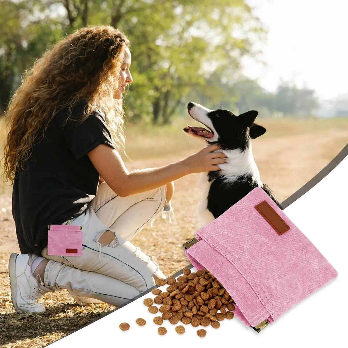 Pet Training Pouch - Dog Treat Pouch - Portable Pet Walking Bag - Suitable for Travel or Outdoor Activities (Pink) - Image 4