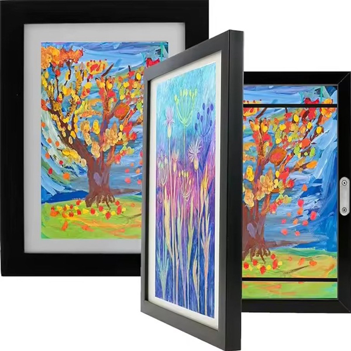 Interchangeable frame - children's drawing - Interchangeable frame A4 - Children's artwork - children's drawings interchangeable frame - Photo frame Poster frame Wall frame - Gift - Black