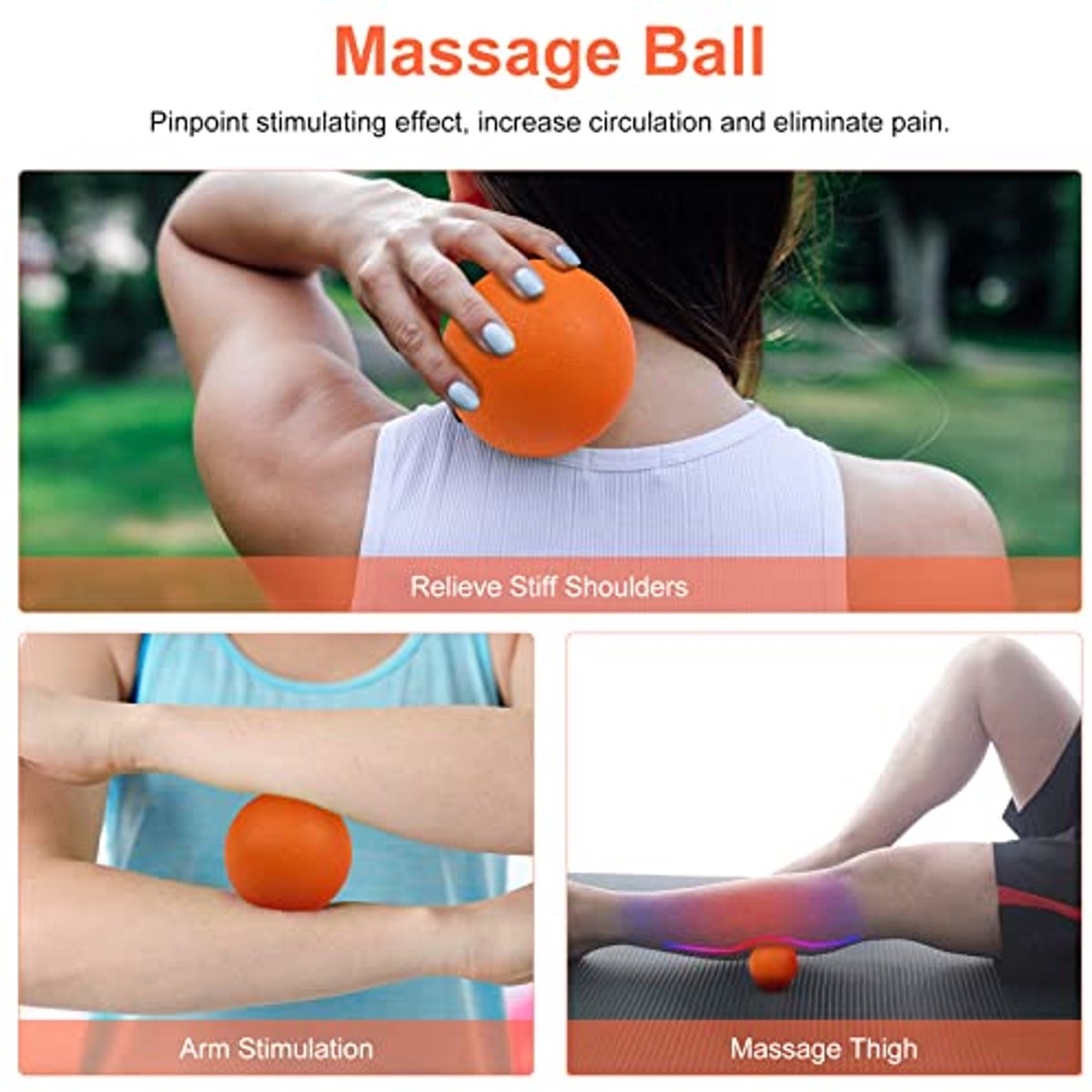 4 in 1 Foam Roller Set: Trigger Point Roller - Yoga Stick - Massage Ball - Fitness Stretching Band - Carrying Bag - Towel for Deep Muscle Massage - Pilates and Yoga - Image 3