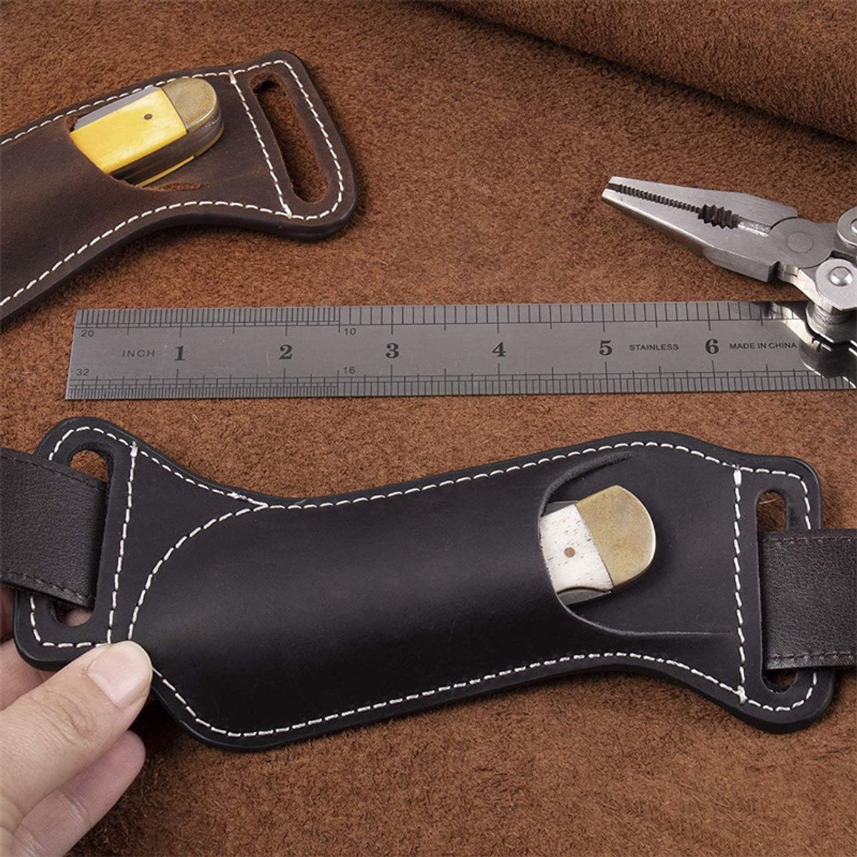 Waist Pack - Belt Holster for Folding Knife - Hip Tool Holster - Waist Pack for 5" Folding Knife - Black - Image 2