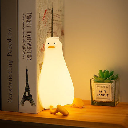 Night Light - Lying Duck Night Light - Pat Light - LED Rotating Duck - Rechargeable Sleeping Companion - Phone Holder - Night Light - Creative - Image 4