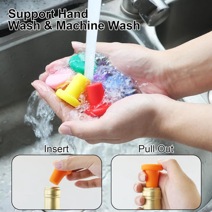 7 Wine Bottle Stoppers - Reusable - 7 Colors - Silicone Stoppers, Inner Diameter 1.7-2 cm - Wine Bottle Stoppers - Image 2
