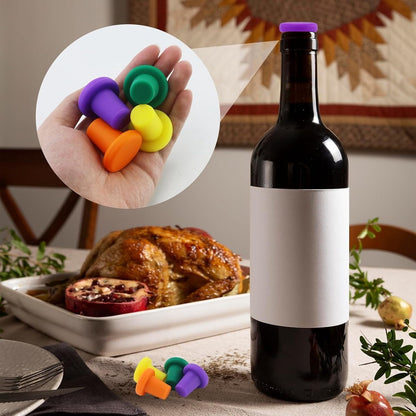 7 Wine Bottle Stoppers - Reusable - 7 Colors - Silicone Stoppers, Inner Diameter 1.7-2 cm - Wine Bottle Stoppers - Image 5